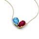 5 - Zemi 1.80 ctw Pear Shape Blue Topaz and Lab Grown Ruby (7x5 mm) Toi Et Moi Pendant Necklace 
