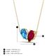 4 - Zemi 1.80 ctw Pear Shape Blue Topaz and Lab Grown Ruby (7x5 mm) Toi Et Moi Pendant Necklace 