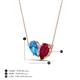 4 - Zemi 1.80 ctw Pear Shape Blue Topaz and Lab Grown Ruby (7x5 mm) Toi Et Moi Pendant Necklace 