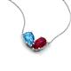 5 - Zemi 1.80 ctw Pear Shape Blue Topaz and Lab Grown Ruby (7x5 mm) Toi Et Moi Pendant Necklace 