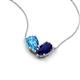5 - Zemi 1.75 ctw Pear Shape Blue Topaz and Lab Grown Blue Sapphire (7x5 mm) Toi Et Moi Pendant Necklace 