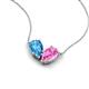 5 - Zemi 1.75 ctw Pear Shape Blue Topaz and Lab Grown Pink Sapphire (7x5 mm) Toi Et Moi Pendant Necklace 