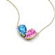 5 - Zemi 1.75 ctw Pear Shape Blue Topaz and Lab Grown Pink Sapphire (7x5 mm) Toi Et Moi Pendant Necklace 