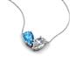 5 - Zemi 1.65 ctw Pear Shape Blue Topaz and GIA Certified Natural Diamond (7x5 mm) Toi Et Moi Pendant Necklace 