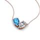 5 - Zemi 1.70 ctw Pear Shape Blue Topaz and Moissanite (7x5 mm) Toi Et Moi Pendant Necklace 