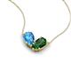 5 - Zemi 1.65 ctw Pear Shape Blue Topaz and Lab Grown Emerald (7x5 mm) Toi Et Moi Pendant Necklace 