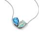 5 - Zemi 1.20 ctw Pear Shape Blue Topaz and Opal (7x5 mm) Toi Et Moi Pendant Necklace 