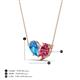4 - Zemi 1.55 ctw Pear Shape Blue Topaz and Pink Tourmaline (7x5 mm) Toi Et Moi Pendant Necklace 