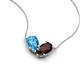 5 - Zemi 1.75 ctw Pear Shape Blue Topaz and Red Garnet (7x5 mm) Toi Et Moi Pendant Necklace 