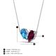 4 - Zemi 1.75 ctw Pear Shape Blue Topaz and Rhodolite Garnet (7x5 mm) Toi Et Moi Pendant Necklace 