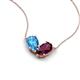 5 - Zemi 1.75 ctw Pear Shape Blue Topaz and Rhodolite Garnet (7x5 mm) Toi Et Moi Pendant Necklace 