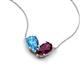 5 - Zemi 1.75 ctw Pear Shape Blue Topaz and Rhodolite Garnet (7x5 mm) Toi Et Moi Pendant Necklace 