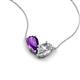 5 - Zemi 1.50 ctw Pear Shape Amethyst and Moissanite (7x5 mm) Toi Et Moi Pendant Necklace 