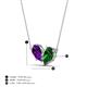 4 - Zemi 1.45 ctw Pear Shape Amethyst and Lab Grown Emerald (7x5 mm) Toi Et Moi Pendant Necklace 