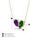 4 - Zemi 1.45 ctw Pear Shape Amethyst and Lab Grown Emerald (7x5 mm) Toi Et Moi Pendant Necklace 