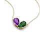 5 - Zemi 1.45 ctw Pear Shape Amethyst and Lab Grown Emerald (7x5 mm) Toi Et Moi Pendant Necklace 