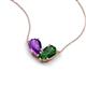 5 - Zemi 1.45 ctw Pear Shape Amethyst and Lab Grown Emerald (7x5 mm) Toi Et Moi Pendant Necklace 