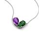 5 - Zemi 1.45 ctw Pear Shape Amethyst and Lab Grown Emerald (7x5 mm) Toi Et Moi Pendant Necklace 