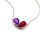 5 - Zemi 1.60 ctw Pear Shape Amethyst and Lab Grown Ruby (7x5 mm) Toi Et Moi Pendant Necklace 
