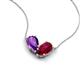 5 - Zemi 1.60 ctw Pear Shape Amethyst and Lab Grown Ruby (7x5 mm) Toi Et Moi Pendant Necklace 