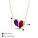 4 - Zemi 1.60 ctw Pear Shape Amethyst and Lab Grown Ruby (7x5 mm) Toi Et Moi Pendant Necklace 