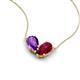 5 - Zemi 1.60 ctw Pear Shape Amethyst and Lab Grown Ruby (7x5 mm) Toi Et Moi Pendant Necklace 