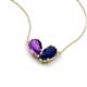 5 - Zemi 1.55 ctw Pear Shape Amethyst and Lab Grown Blue Sapphire (7x5 mm) Toi Et Moi Pendant Necklace 