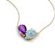 5 - Zemi 1.25 ctw Pear Shape Amethyst and Aquamarine (7x5 mm) Toi Et Moi Pendant Necklace 