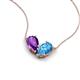 5 - Zemi 1.50 ctw Pear Shape Amethyst and Blue Topaz (7x5 mm) Toi Et Moi Pendant Necklace 