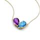 5 - Zemi 1.50 ctw Pear Shape Amethyst and Blue Topaz (7x5 mm) Toi Et Moi Pendant Necklace 