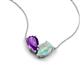 5 - Zemi 1.00 ctw Pear Shape Amethyst and Opal (7x5 mm) Toi Et Moi Pendant Necklace 
