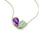 5 - Zemi 1.00 ctw Pear Shape Amethyst and Opal (7x5 mm) Toi Et Moi Pendant Necklace 