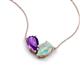 5 - Zemi 1.00 ctw Pear Shape Amethyst and Opal (7x5 mm) Toi Et Moi Pendant Necklace 