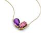 5 - Zemi 1.35 ctw Pear Shape Amethyst and Pink Tourmaline (7x5 mm) Toi Et Moi Pendant Necklace 