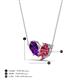 4 - Zemi 1.35 ctw Pear Shape Amethyst and Pink Tourmaline (7x5 mm) Toi Et Moi Pendant Necklace 