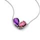5 - Zemi 1.35 ctw Pear Shape Amethyst and Pink Tourmaline (7x5 mm) Toi Et Moi Pendant Necklace 