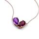 5 - Zemi 1.55 ctw Pear Shape Amethyst and Rhodolite Garnet (7x5 mm) Toi Et Moi Pendant Necklace 