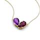 5 - Zemi 1.55 ctw Pear Shape Amethyst and Rhodolite Garnet (7x5 mm) Toi Et Moi Pendant Necklace 