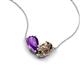 5 - Zemi 1.30 ctw Pear Shape Amethyst and Smoky Quartz (7x5 mm) Toi Et Moi Pendant Necklace 