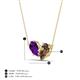 4 - Zemi 1.30 ctw Pear Shape Amethyst and Smoky Quartz (7x5 mm) Toi Et Moi Pendant Necklace 