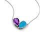 5 - Zemi 1.00 ctw Pear Shape Amethyst and Turquoise (7x5 mm) Toi Et Moi Pendant Necklace 