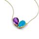 5 - Zemi 1.00 ctw Pear Shape Amethyst and Turquoise (7x5 mm) Toi Et Moi Pendant Necklace 