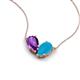 5 - Zemi 1.00 ctw Pear Shape Amethyst and Turquoise (7x5 mm) Toi Et Moi Pendant Necklace 