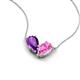 5 - Zemi 1.55 ctw Pear Shape Amethyst and Lab Grown Pink Sapphire (7x5 mm) Toi Et Moi Pendant Necklace 