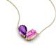 5 - Zemi 1.55 ctw Pear Shape Amethyst and Lab Grown Pink Sapphire (7x5 mm) Toi Et Moi Pendant Necklace 