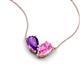 5 - Zemi 1.55 ctw Pear Shape Amethyst and Lab Grown Pink Sapphire (7x5 mm) Toi Et Moi Pendant Necklace 