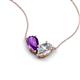 5 - Zemi 1.45 ctw Pear Shape Amethyst and GIA Certified Natural Diamond (7x5 mm) Toi Et Moi Pendant Necklace 