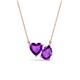 1 - Zuri 1.33 ctw Heart with Pear Shape Amethyst Toi Et Moi Women Pendant Necklace 