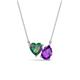 1 - Zuri 1.40 ctw Heart Shape Created Alexandrite with Pear Shape Amethyst Toi Et Moi Women Pendant Necklace 