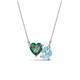 1 - Zuri 1.35 ctw Heart Shape Created Alexandrite with Pear Shape Aquamarine Toi Et Moi Women Pendant Necklace 